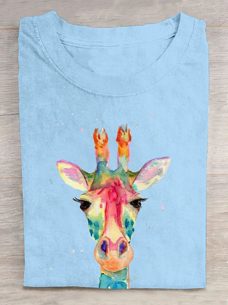 giraffe Printed Casual T-Shirt