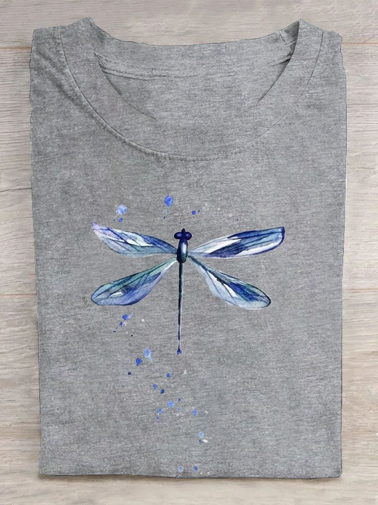 Casual Dragonfly Printed T-Shirt