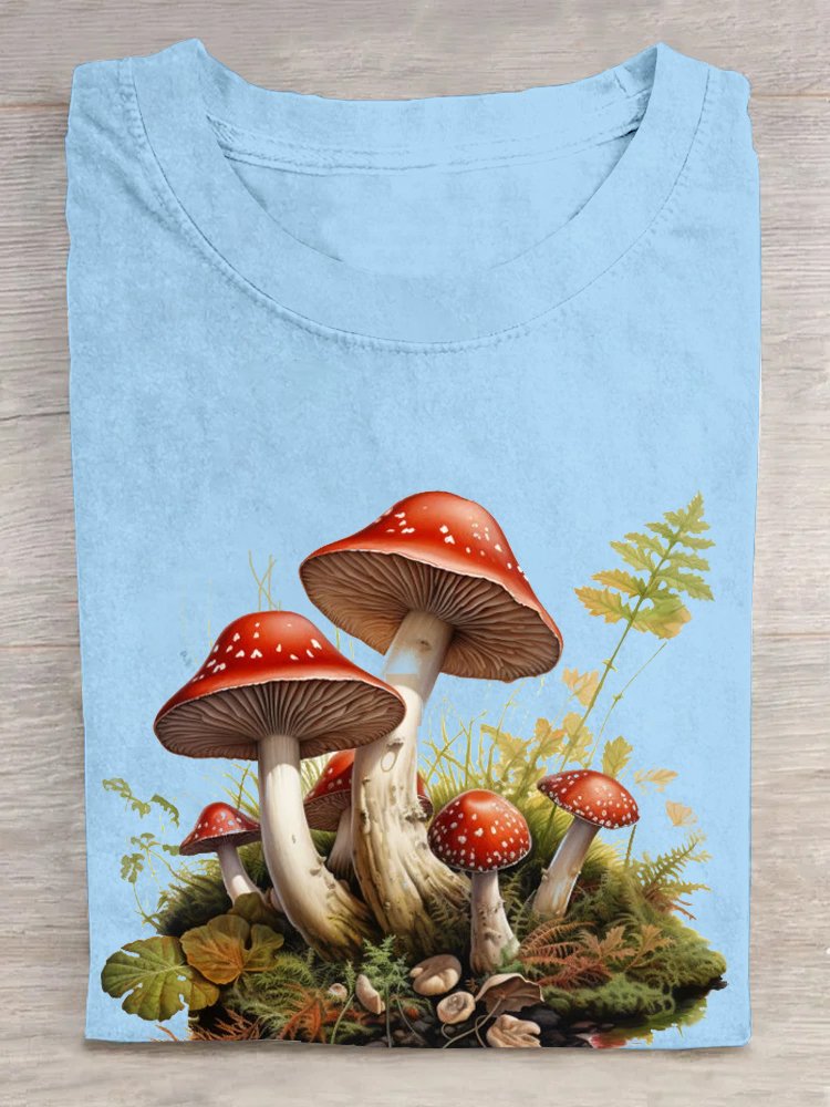 Mushrooms Crew Neck Casual T-Shirt