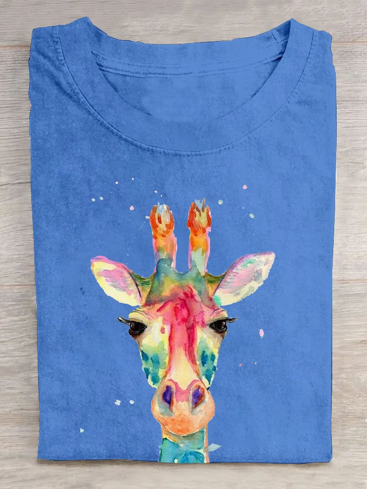 giraffe Printed Casual T-Shirt