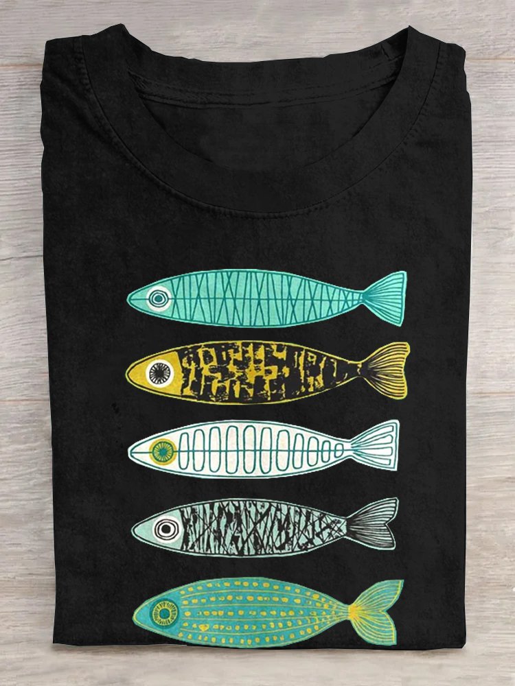 Fish Cotton Casual T-Shirt