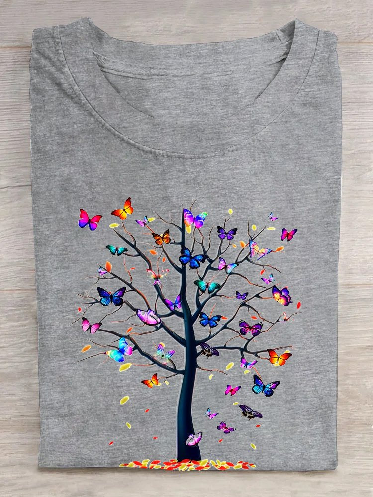 Loose Tree Crew Neck Casual T-Shirt