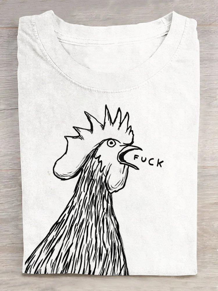 Loose Casual CHICKEN Crew Neck T-Shirt