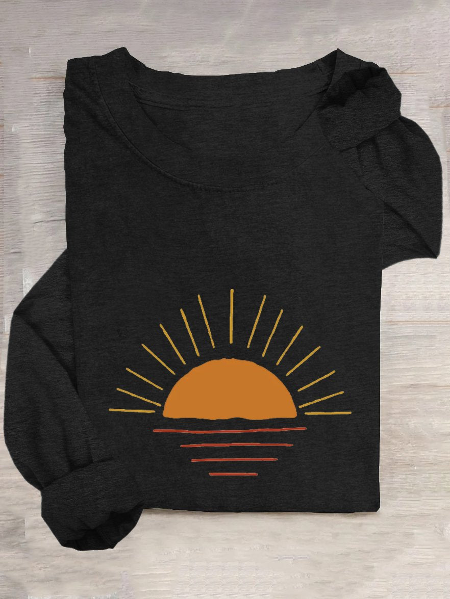 Sun Loose Casual Crew Neck T-Shirt