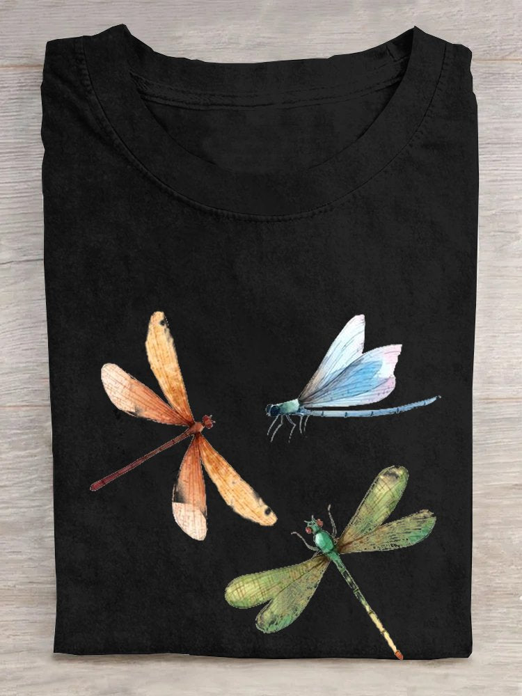 Casual Crew Neck Loose Butterfly T-Shirt