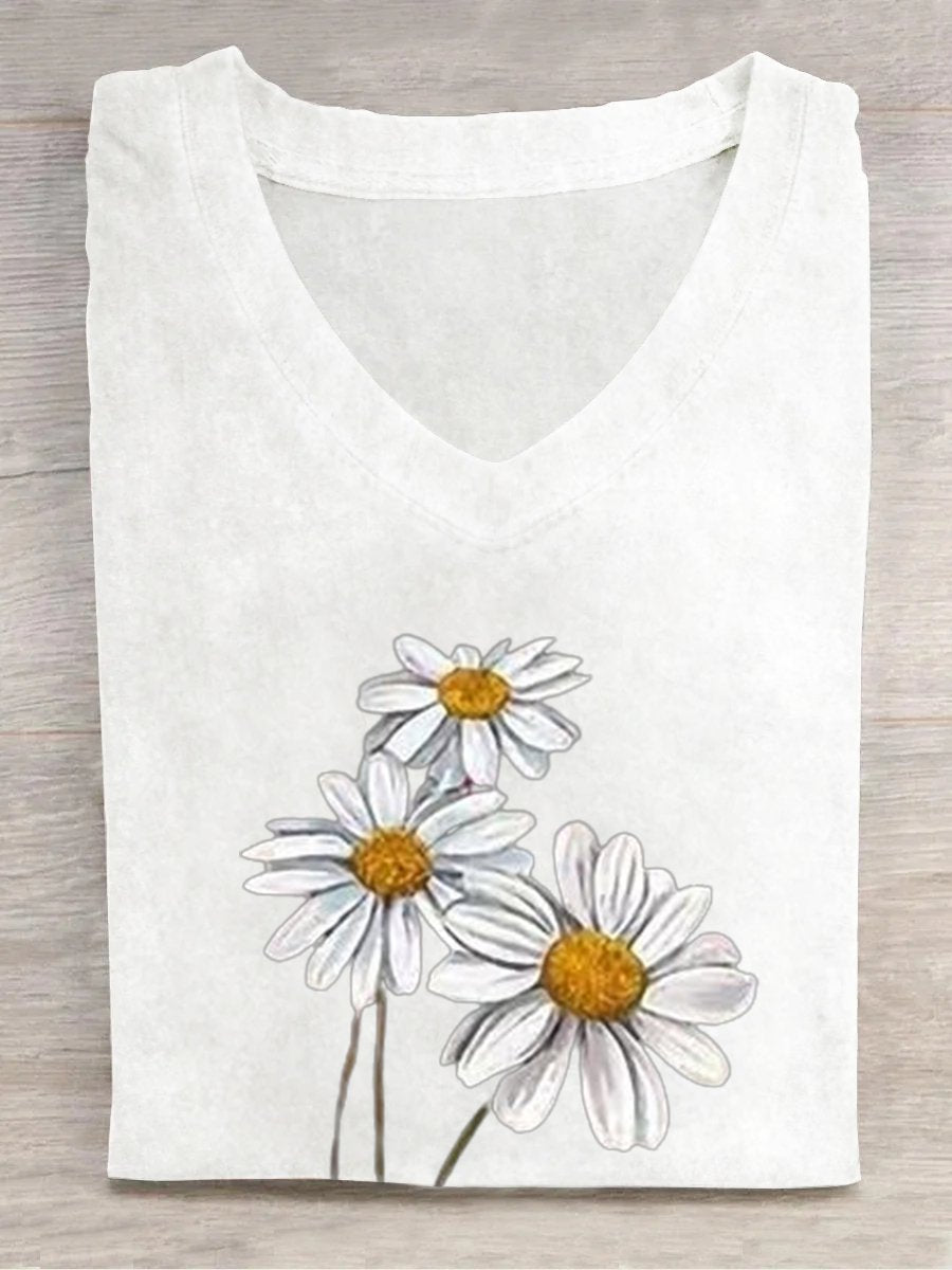 Loose Casual Small Daisy T-Shirt