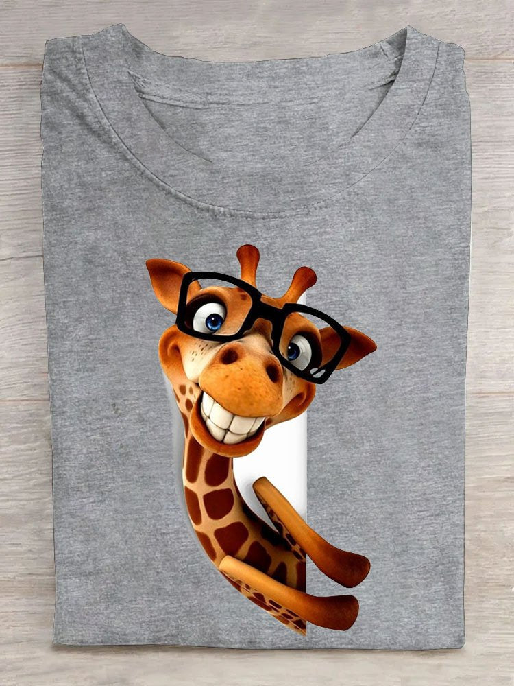 giraffe Printed Casual T-Shirt