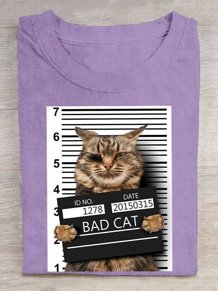 Casual Summer Cat Short Sleeve T-shirt