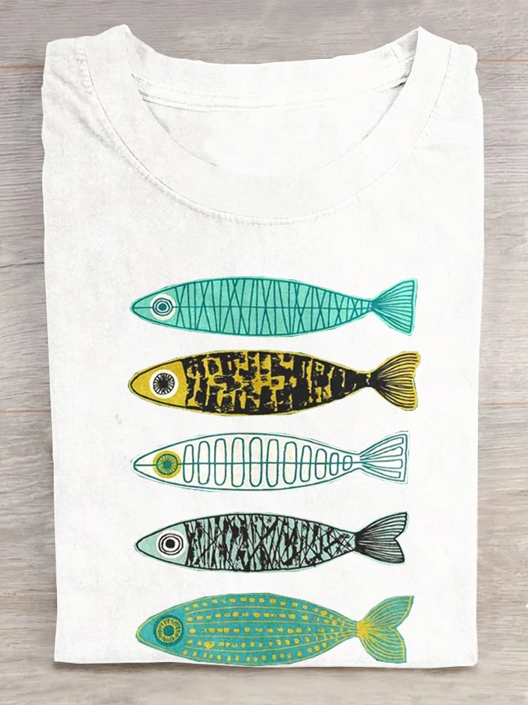 Fish Cotton Casual T-Shirt