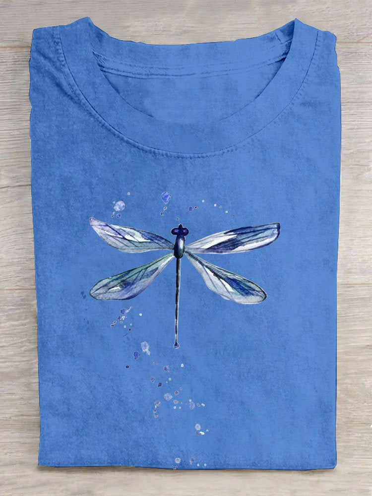 Casual Dragonfly Printed T-Shirt