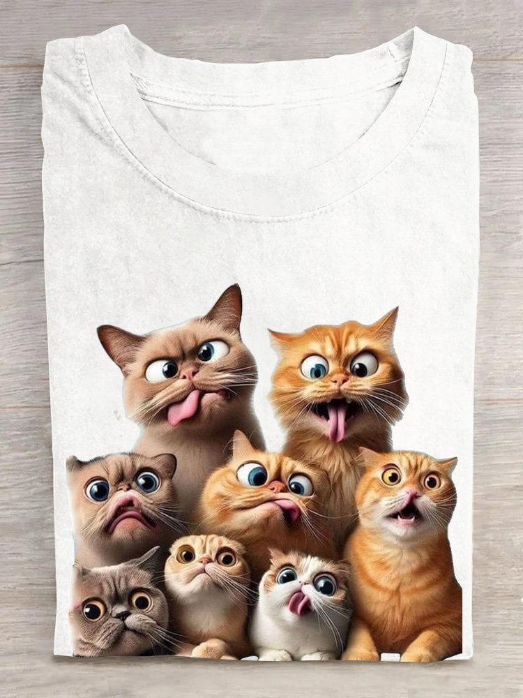 Casual Cotton Cat Loose T-Shirt