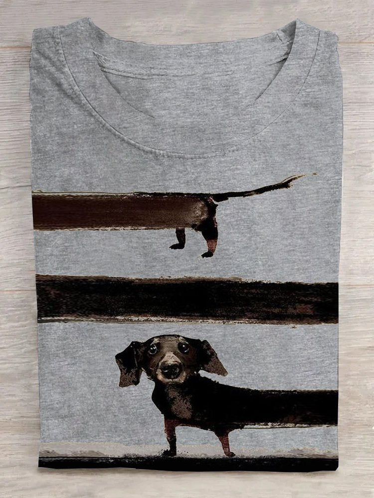 Casual Dog Cotton Crew Neck T-Shirt