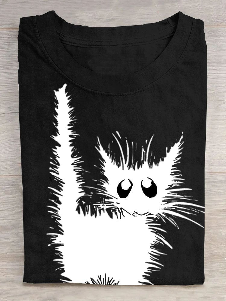 Cat Casual Loose Cotton T-Shirt