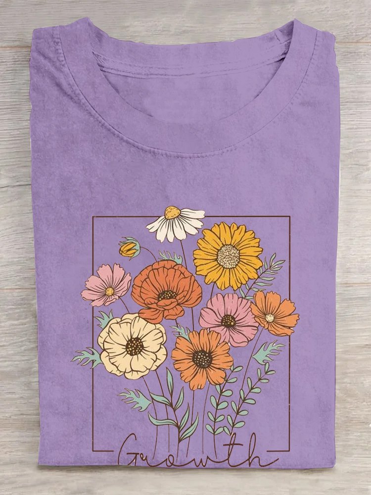 Cotton Floral Casual T-Shirt