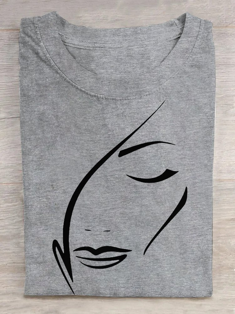 Crew Neck Figure Casual T-Shirt