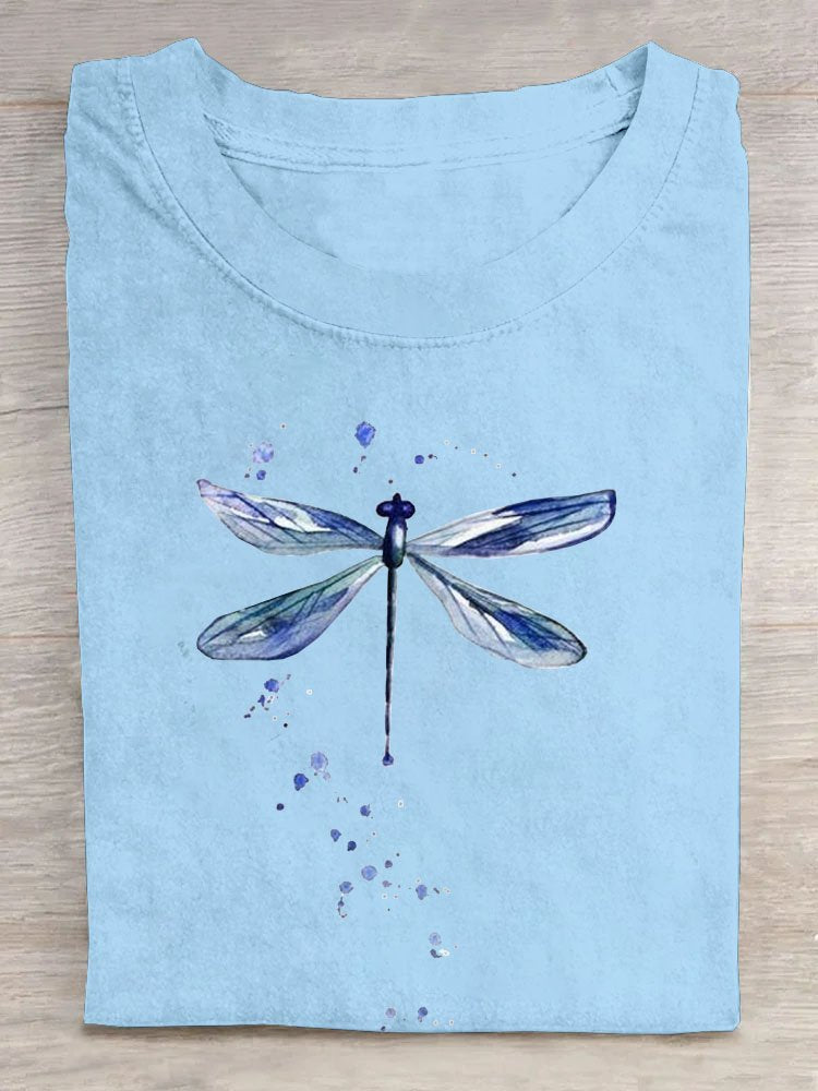 Casual Dragonfly Printed T-Shirt