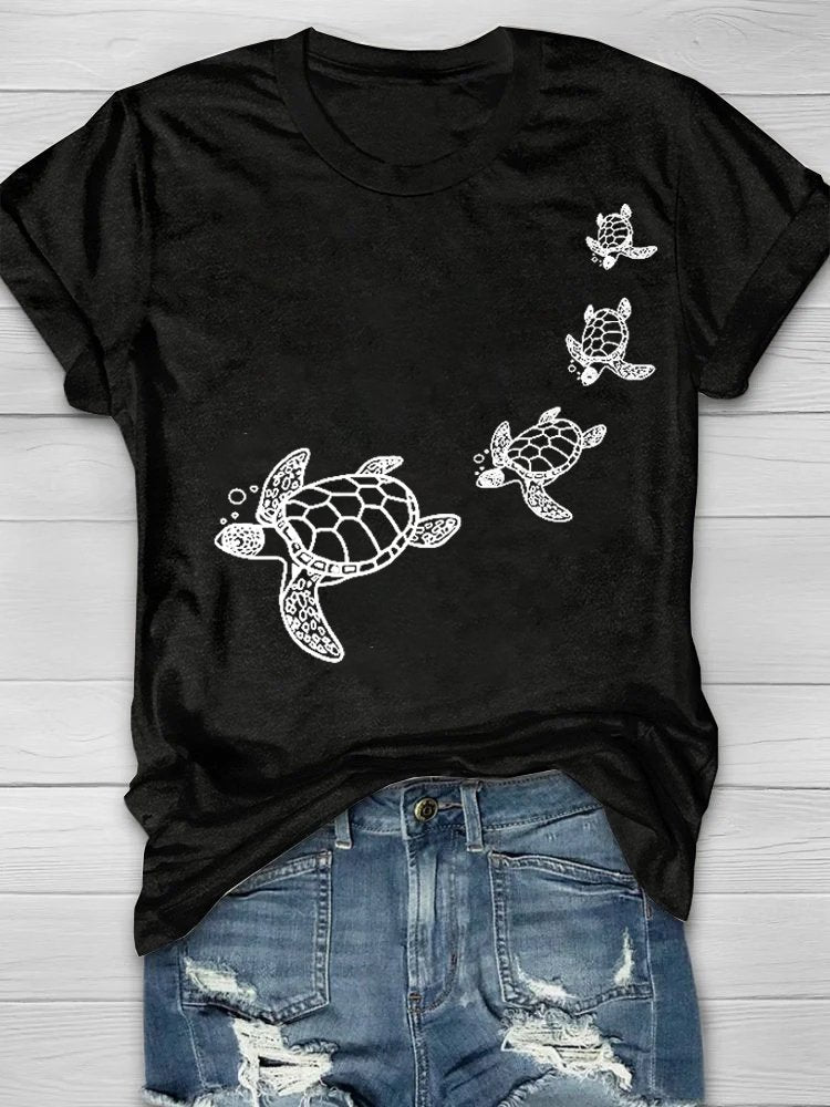 Casual Loose Cotton Turtle T-Shirt