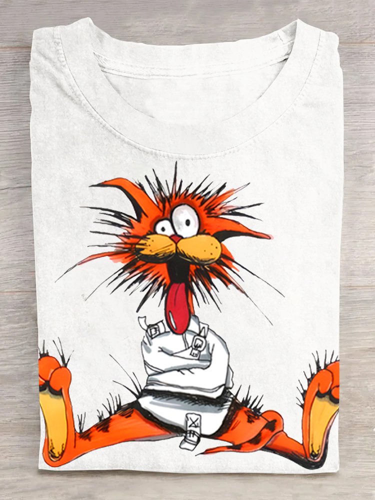 Cartoon Cotton-Blend Loose Casual T-Shirt