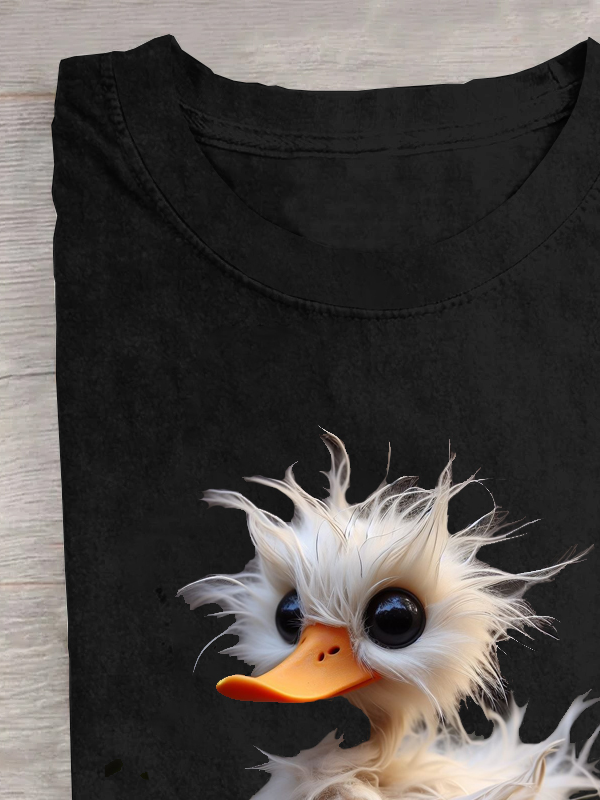 Casual Loose Crew Neck Duck T-Shirt