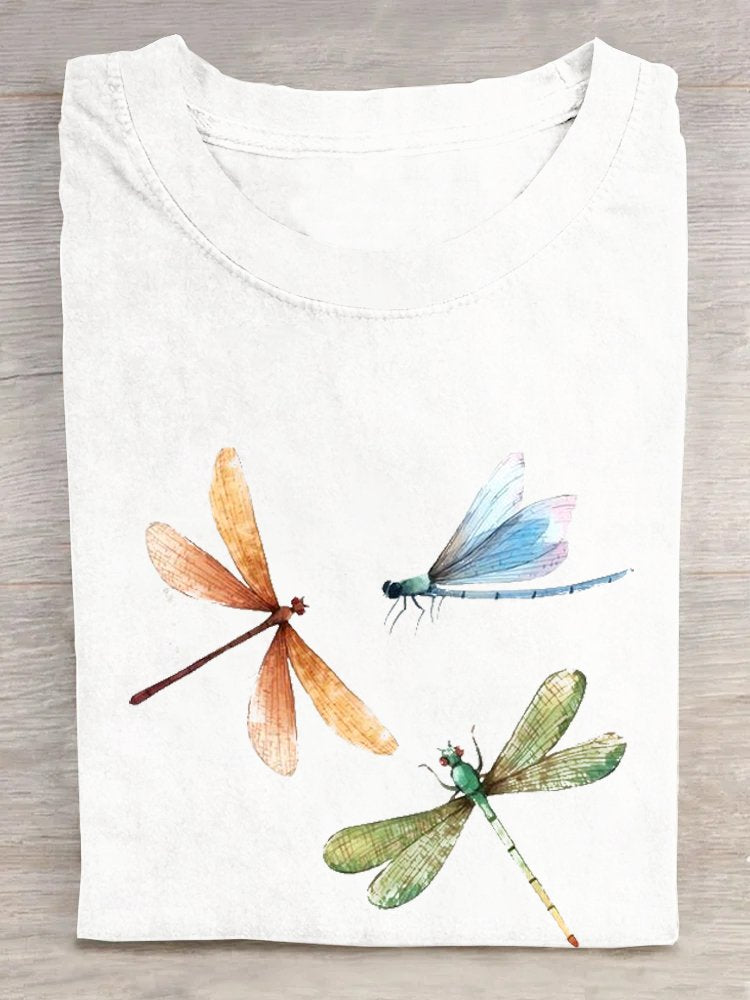 Casual Crew Neck Loose Butterfly T-Shirt