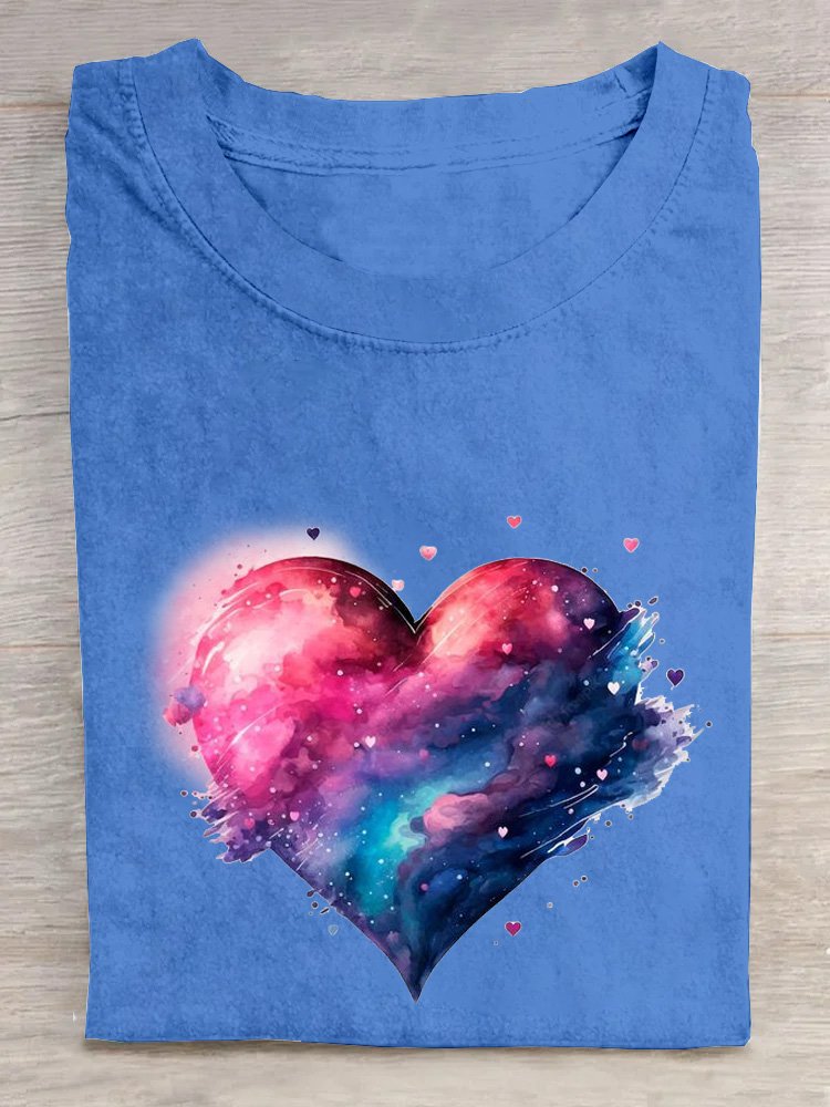 Cotton Casual Short Sleeve Crew Neck T-shirt Starry Sky