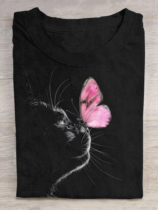 Cotton Casual Cat Loose T-Shirt