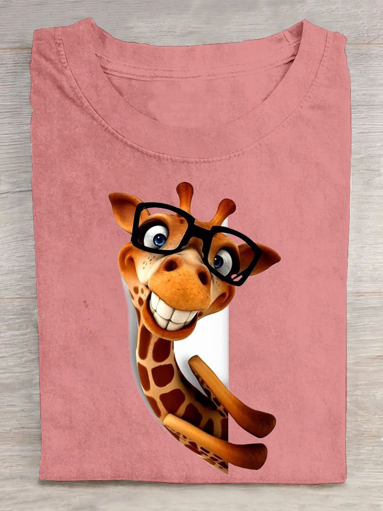 giraffe Printed Casual T-Shirt