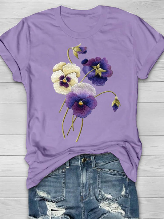 Casual Crew Neck Floral Loose T-Shirt