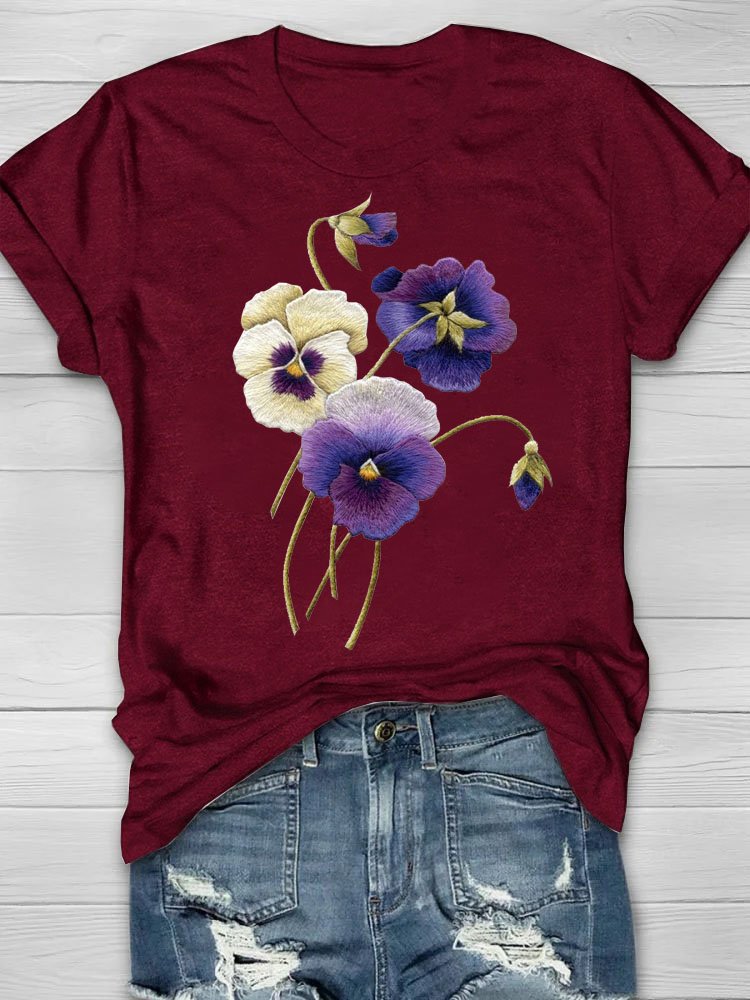 Casual Crew Neck Floral Loose T-Shirt