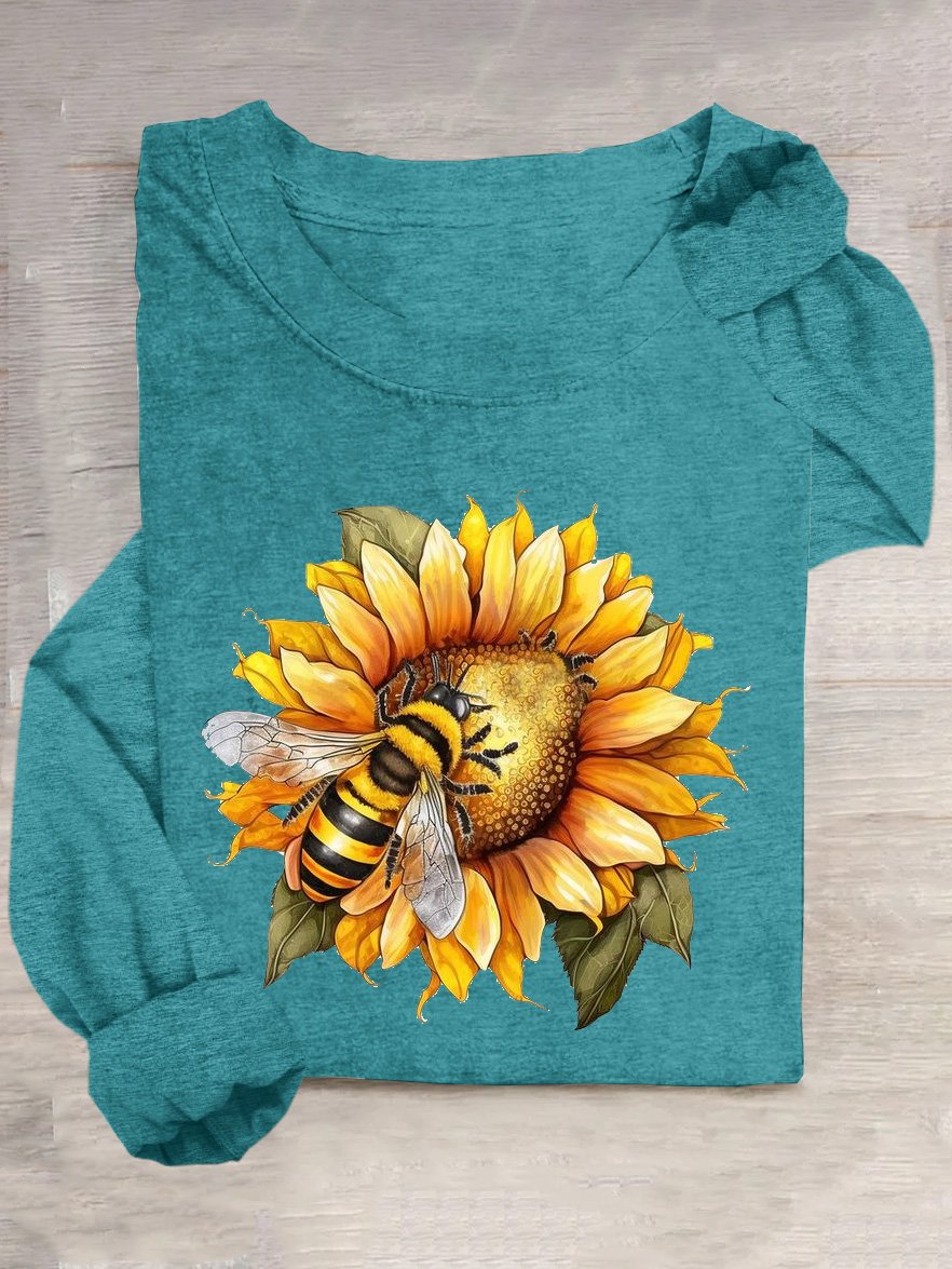 Sunflower Cotton-Blend Casual T-Shirt