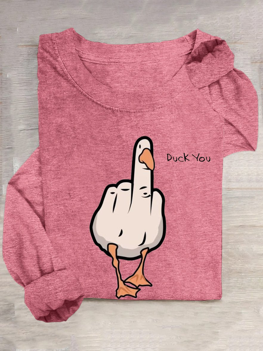 Casual Duck Cotton-Blend Crew Neck T-Shirt