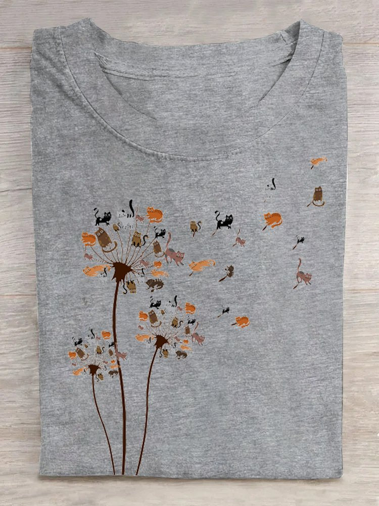 Loose Casual Cotton Dandelion T-Shirt