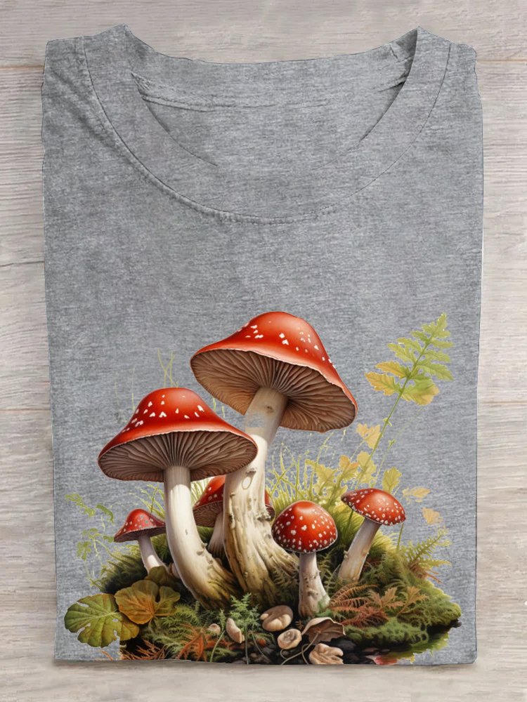 Mushrooms Crew Neck Casual T-Shirt