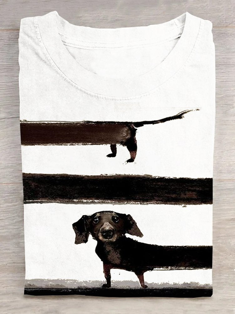 Casual Dog Cotton Crew Neck T-Shirt