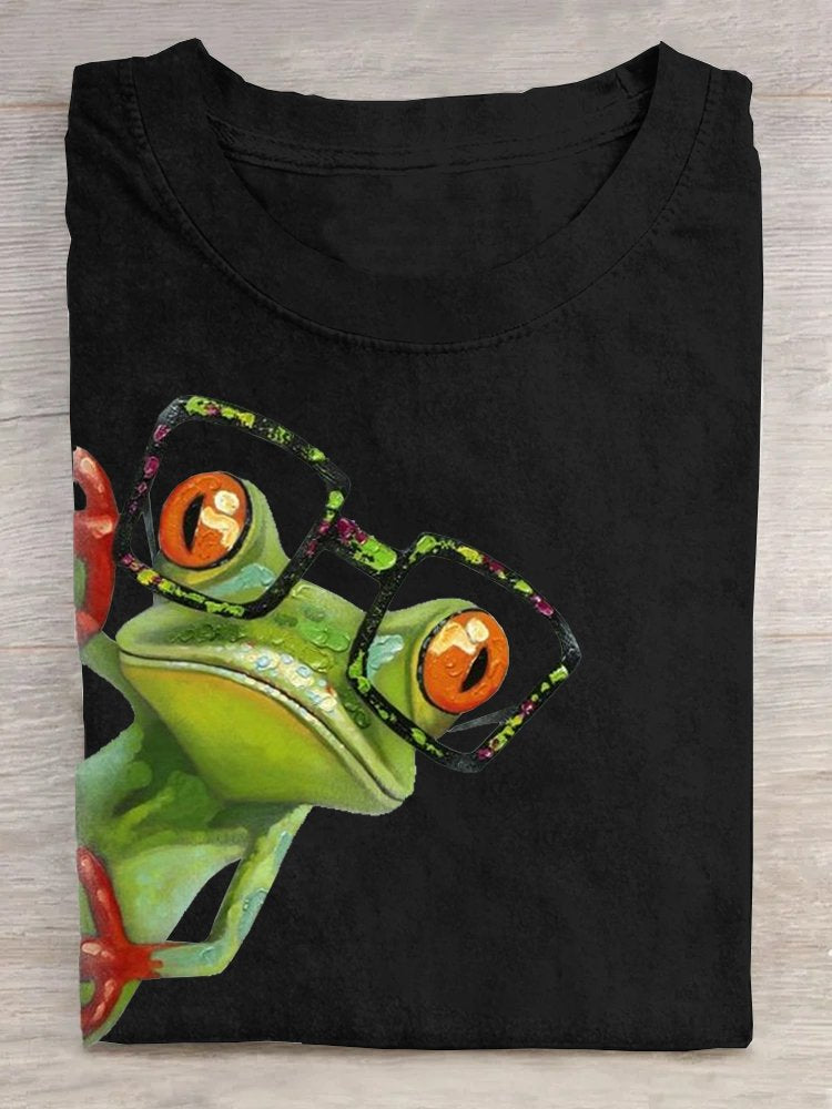 Crew Neck Jersey Frog Casual T-Shirt