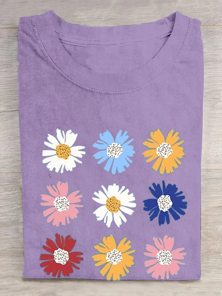 Cotton Loose Casual Floral T-Shirt