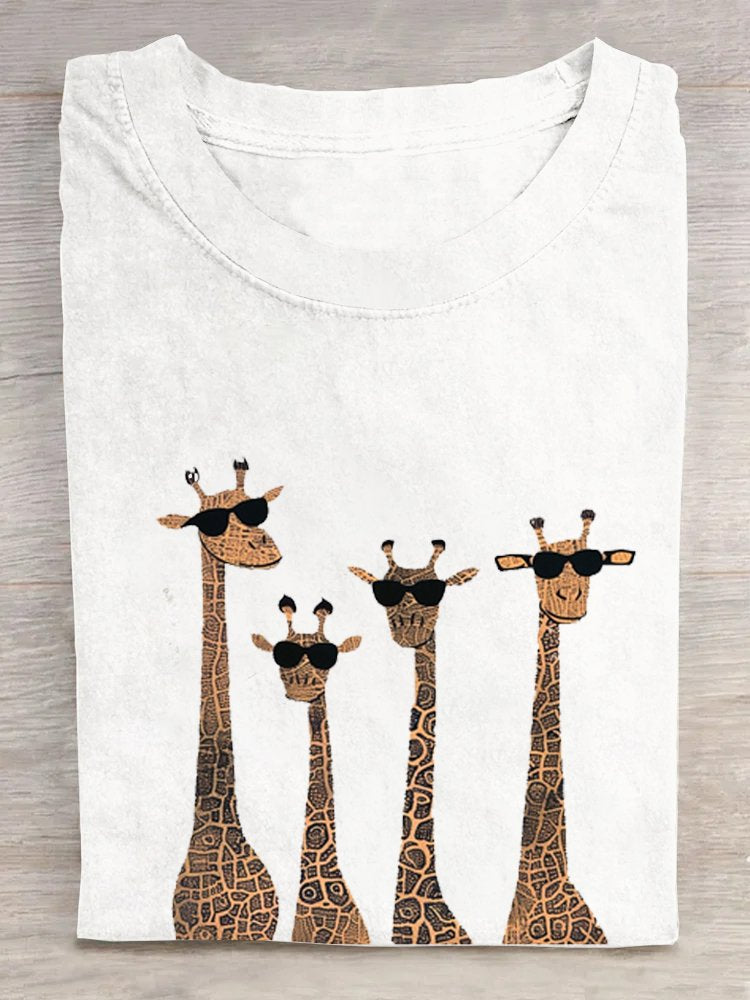 Casual Deer Loose Crew Neck T-Shirt