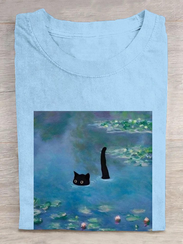 Casual Loose Cotton Cat T-Shirt