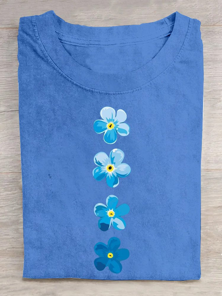 Casual Crew Neck Floral Loose T-Shirt