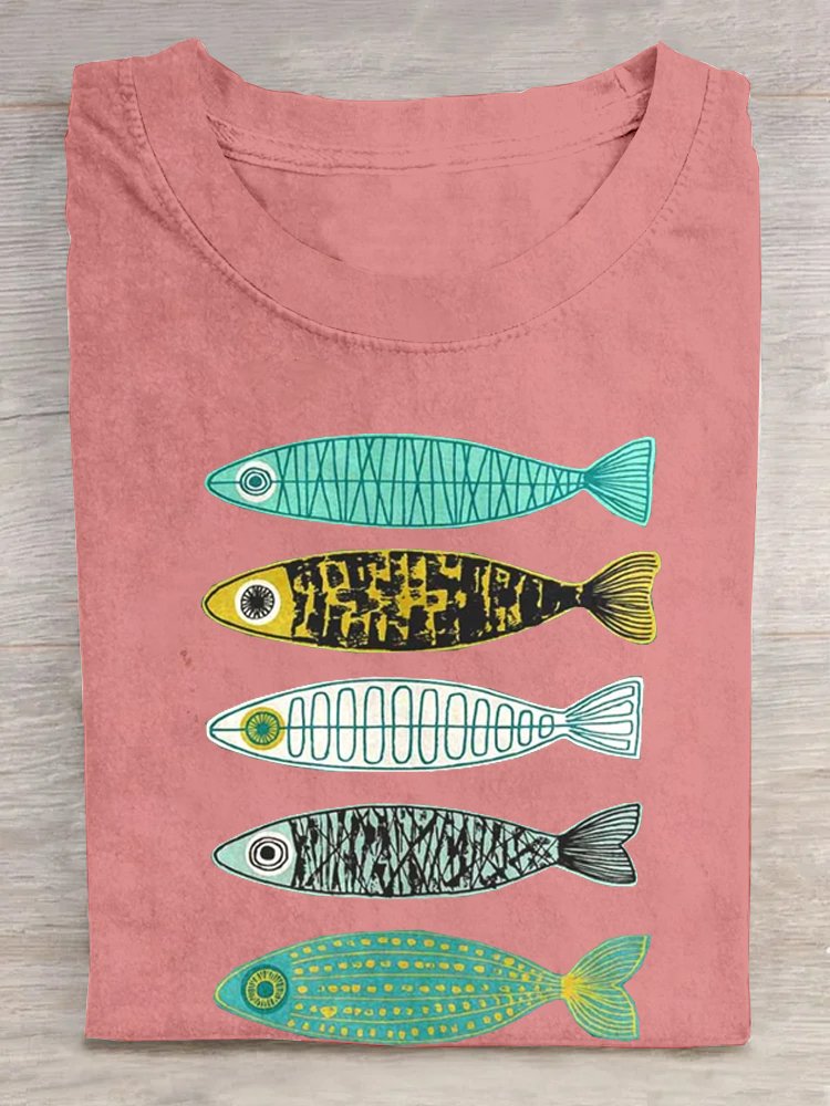 Fish Cotton Casual T-Shirt