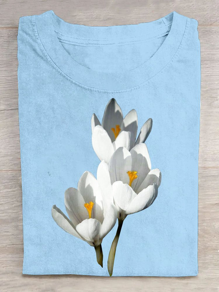 Casual Floral Cotton T-Shirt