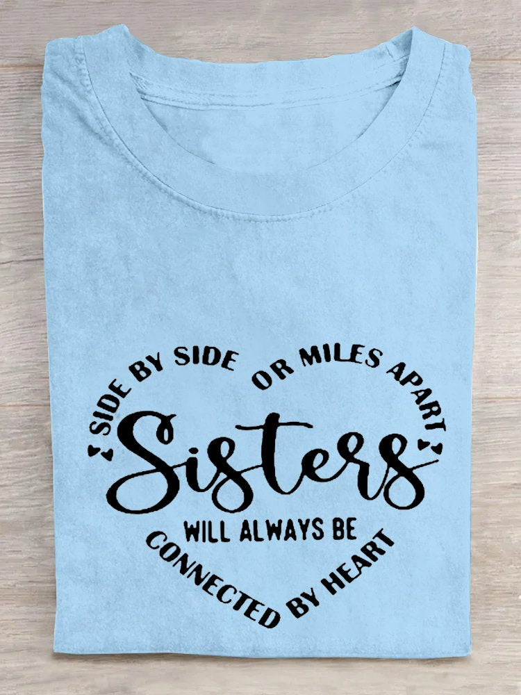 Womens Sister Letter Casual Short Sleeve T-Shirt