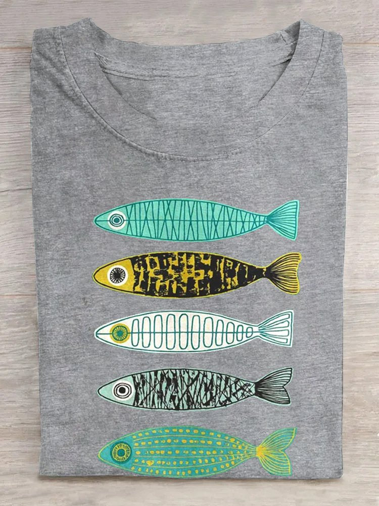 Fish Cotton Casual T-Shirt