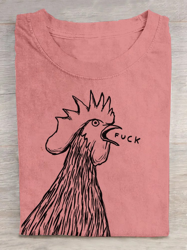 Loose Casual CHICKEN Crew Neck T-Shirt