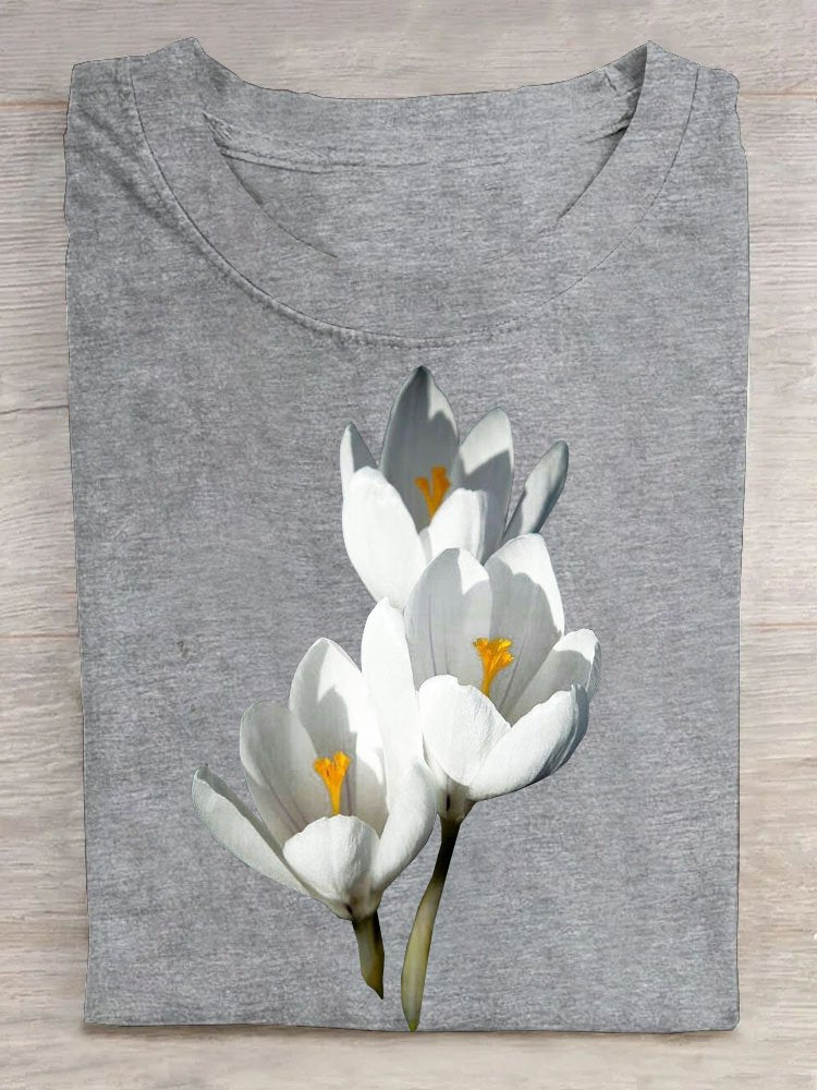 Casual Floral Cotton T-Shirt