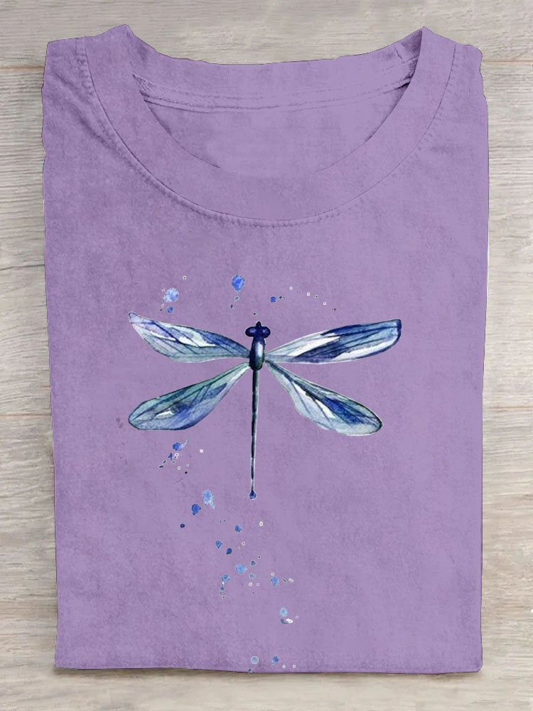 Casual Dragonfly Printed T-Shirt