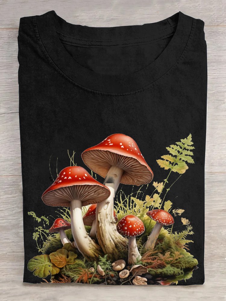 Mushrooms Crew Neck Casual T-Shirt