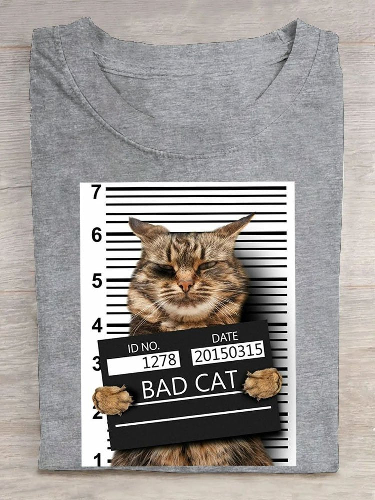 Casual Summer Cat Short Sleeve T-shirt