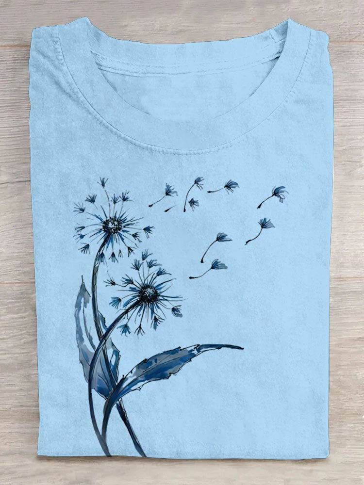 Dandelion Crew Neck Casual T-Shirt