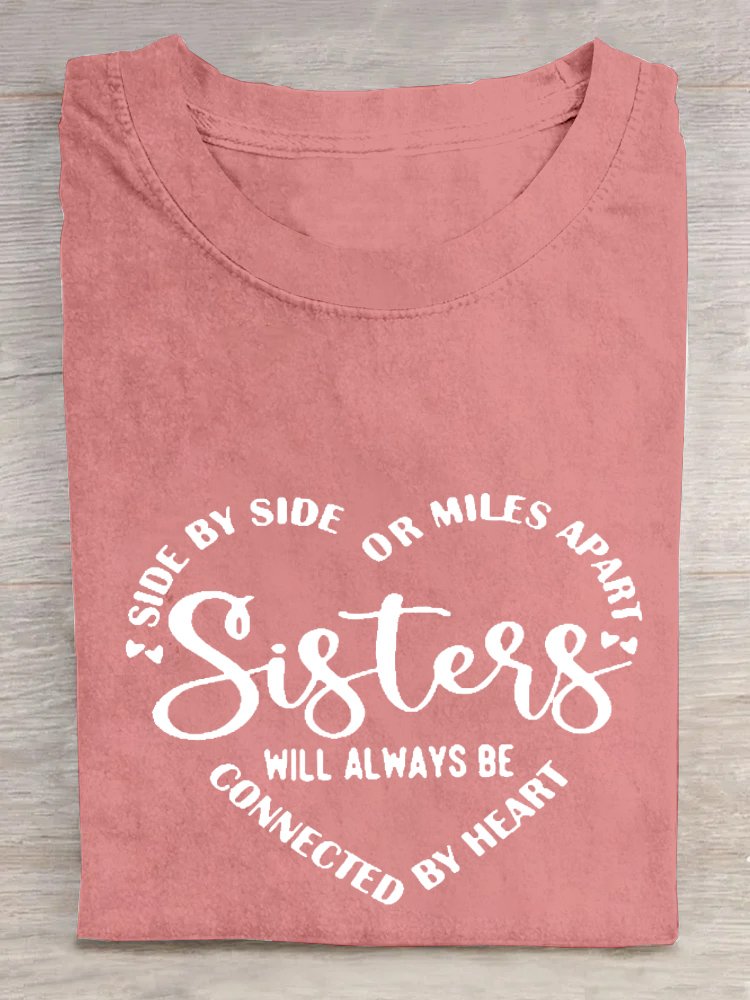 Womens Sister Letter Casual Short Sleeve T-Shirt